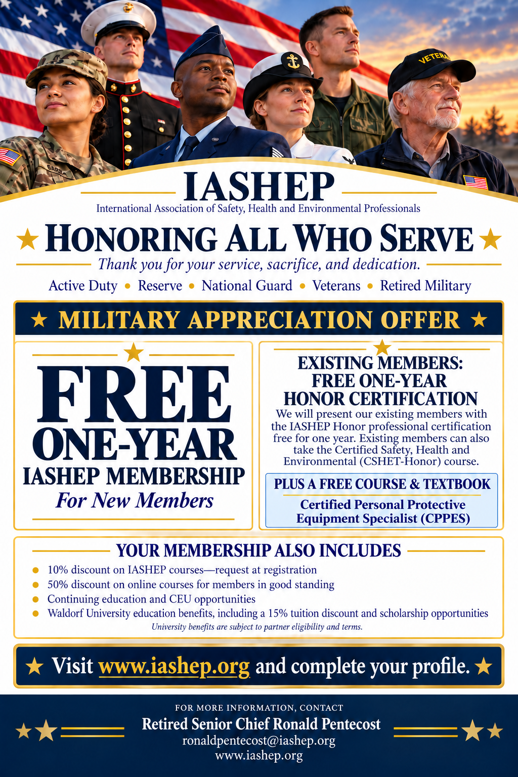 IASHEP Military Appreciation Offer - Free One-Year Membership